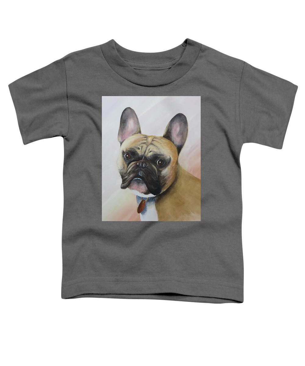 French Bulldog Toddler T-Shirt featuring the painting Rupert by Joseph Burger