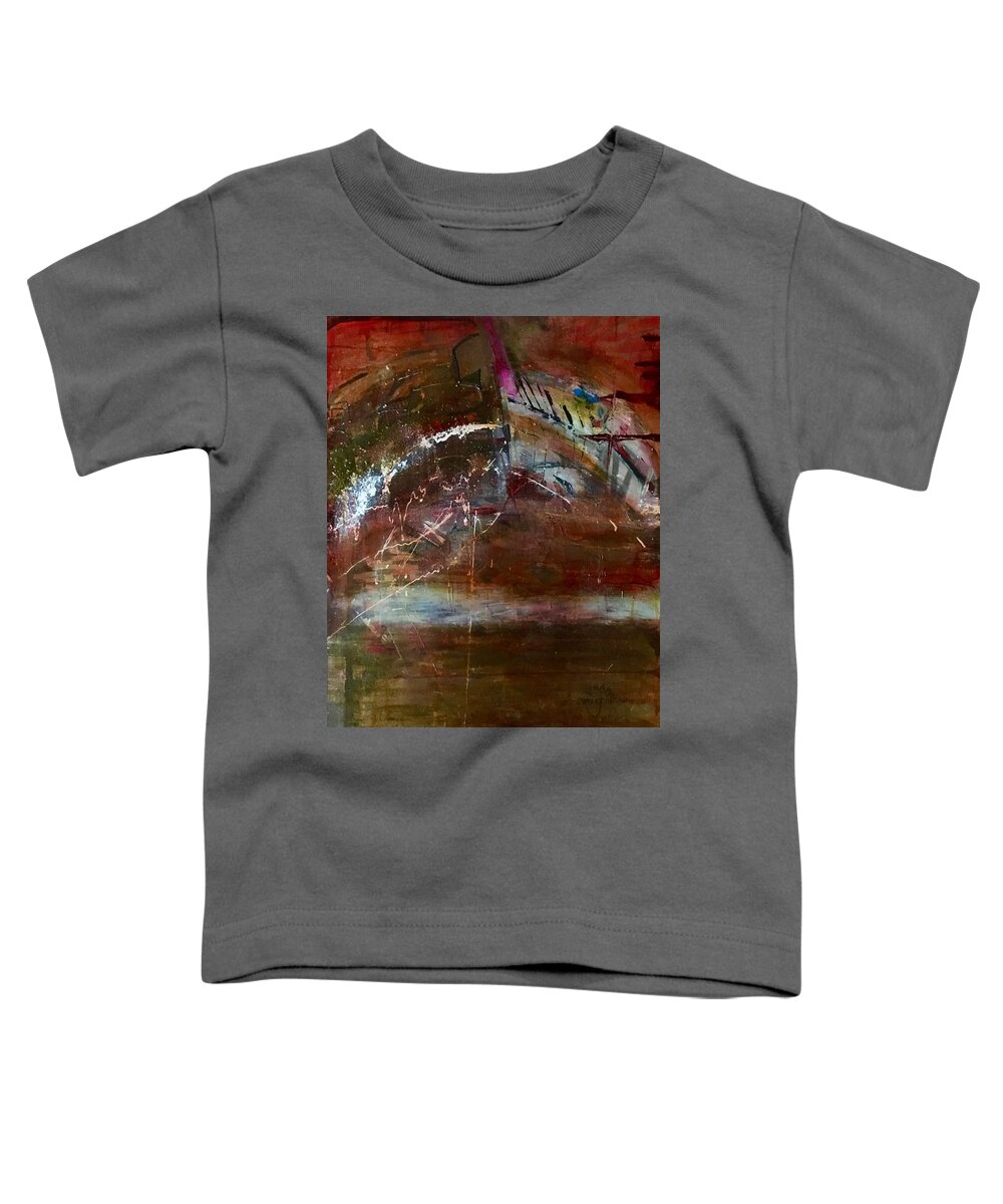 Contemporary Toddler T-Shirt featuring the painting Rusty Rainbow by Carole Johnson