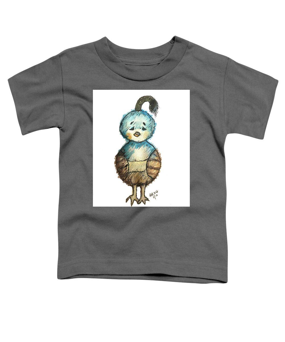 Quail Toddler T-Shirt featuring the painting Baby Quail by AHONU Aingeal Rose