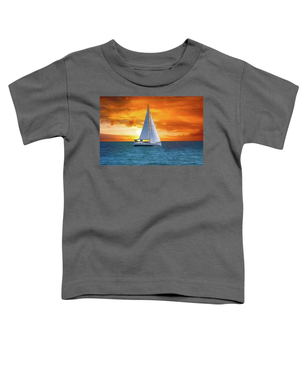 Sailing Toddler T-Shirt featuring the photograph Sail Boat by Thomas Woolworth