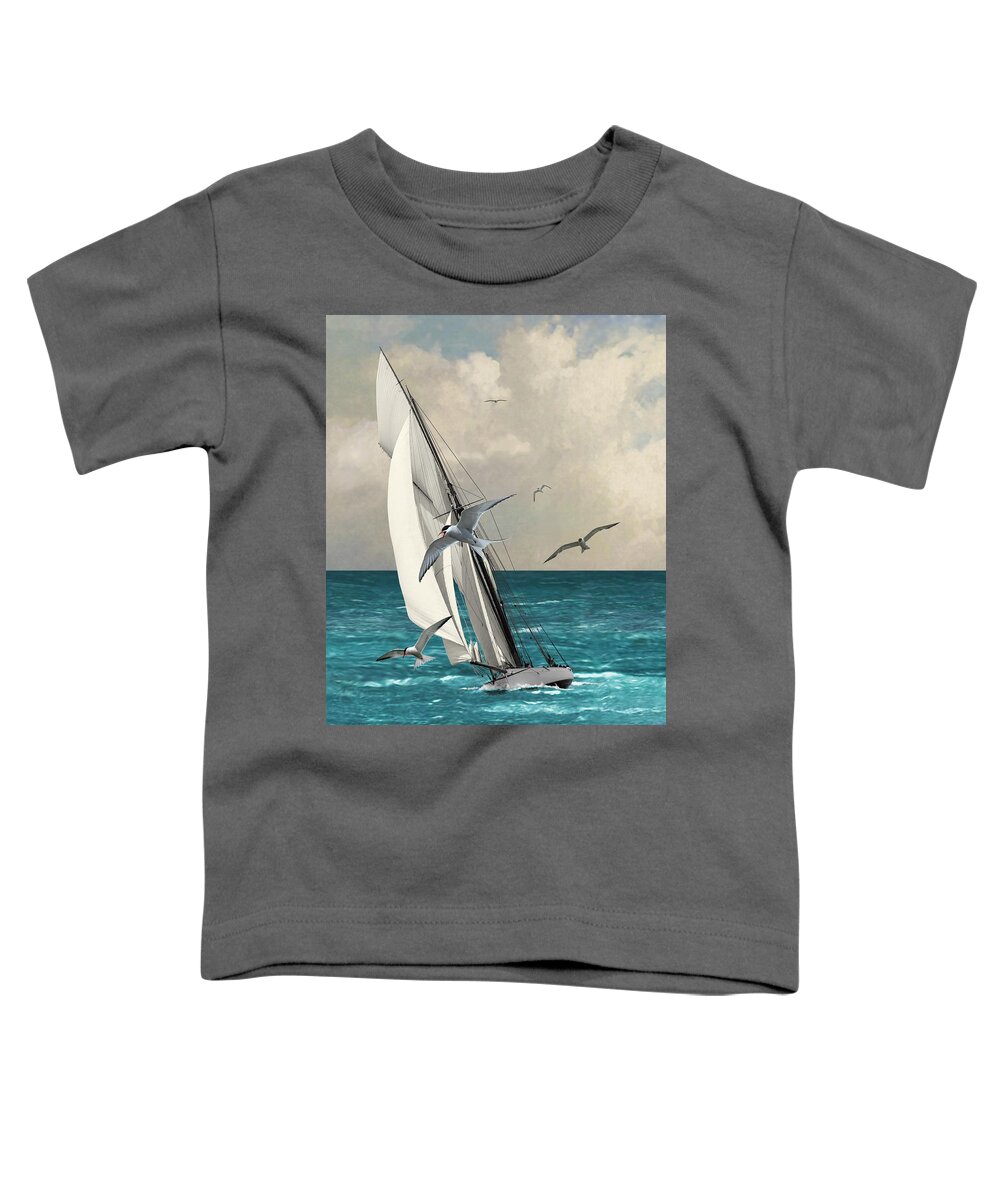 Ocean Toddler T-Shirt featuring the digital art Sailing Southern Seas by M Spadecaller