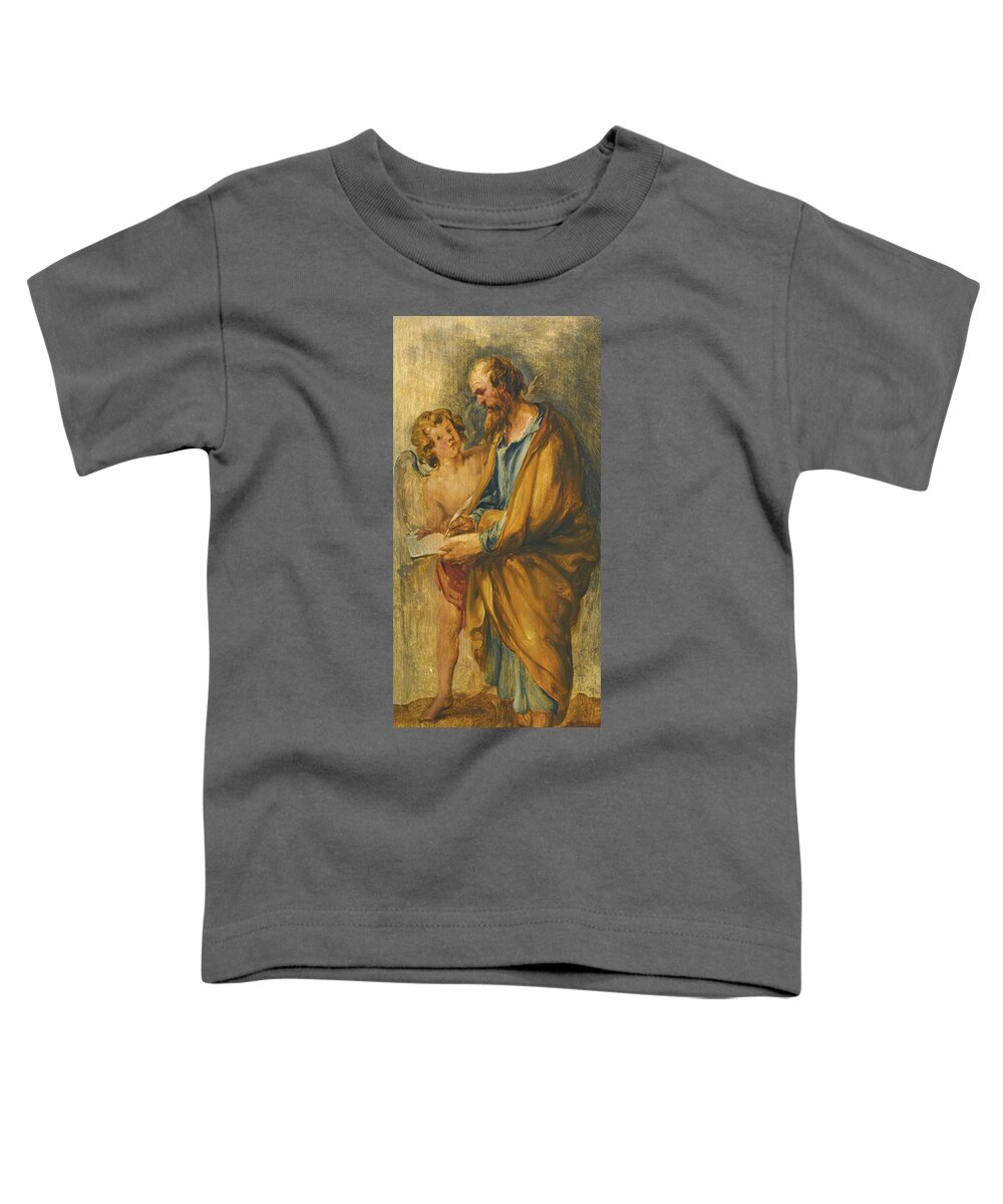 Follower Of Peter Paul Rubens Toddler T-Shirt featuring the painting Saint Matthew by Follower of Peter Paul Rubens