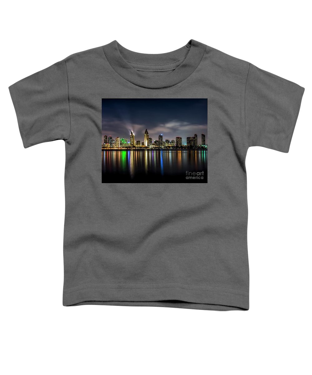 San Diego Toddler T-Shirt featuring the photograph San Diego Skyline At Night by Ken Johnson