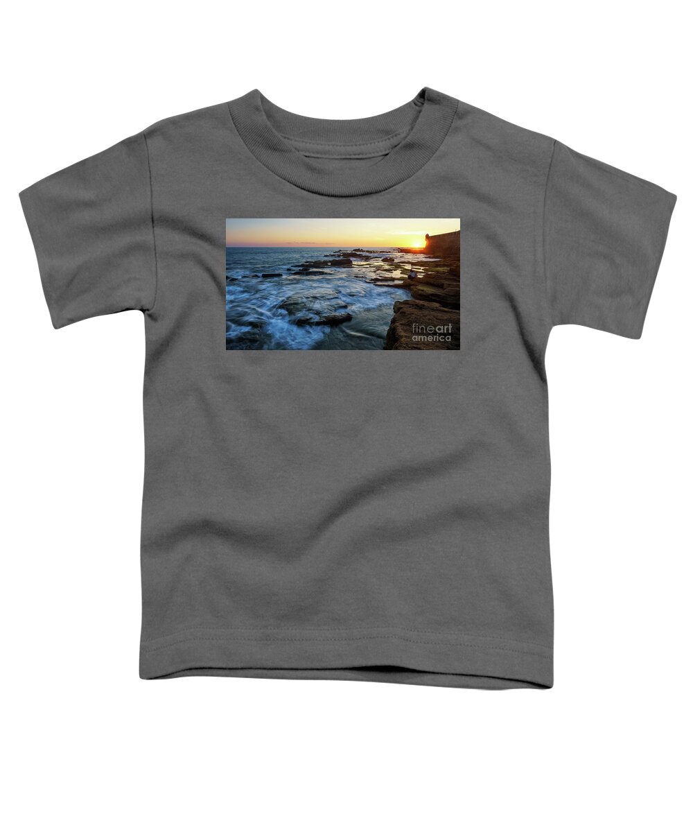 Water Toddler T-Shirt featuring the photograph San Sebastian Castle Sunset Cadiz Spain by Pablo Avanzini