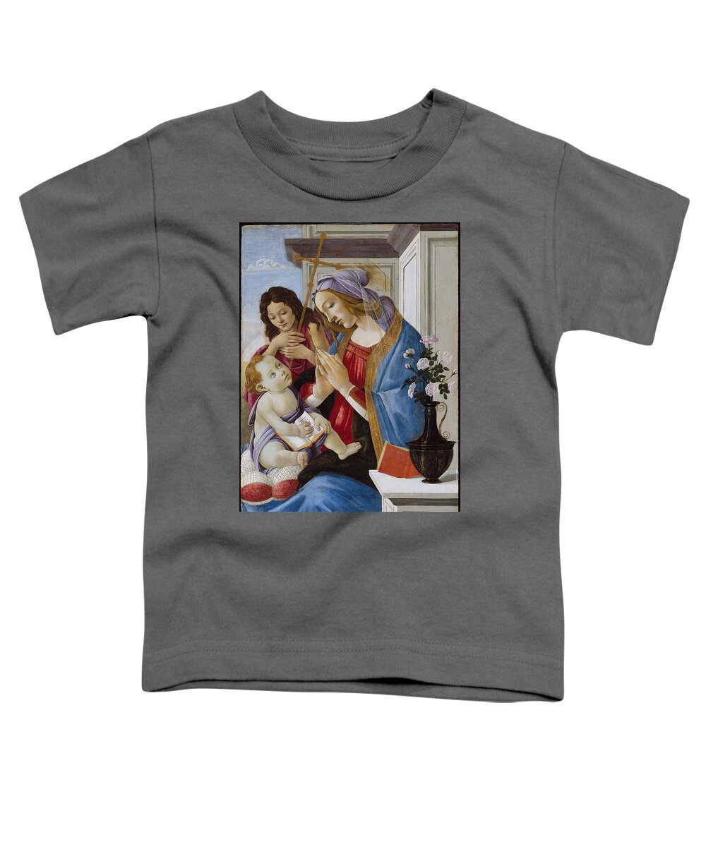 Virgin And Child With Saint John The Baptist About 1500 Toddler T-Shirt featuring the painting Sandro Botticelli by Sandro Botticelli