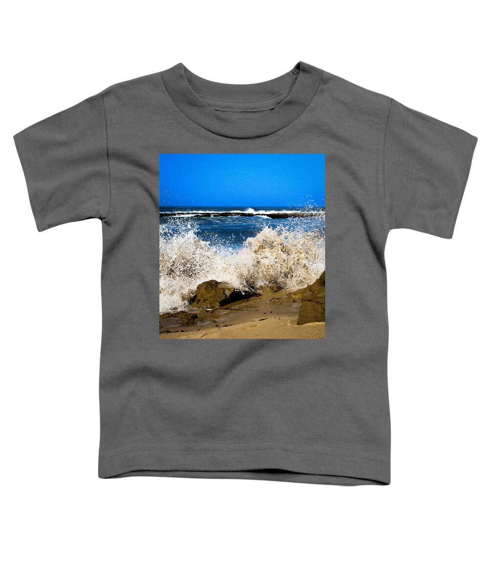 Bonnie Follett Toddler T-Shirt featuring the photograph Sandy Surf Splash by Bonnie Follett