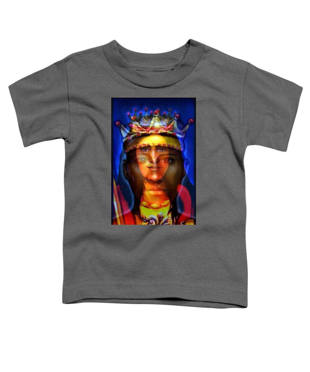 Santa Barbara Toddler T-Shirt featuring the digital art Santa Barbara and Chango by Carmen Cordova