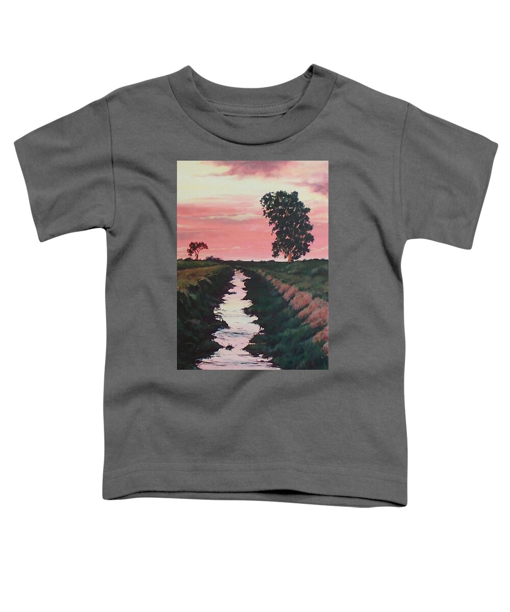 Landscape Toddler T-Shirt featuring the painting Red Skies by Philip Fleischer