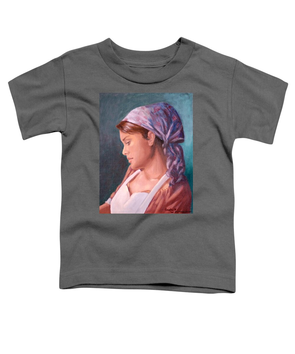 Maid Toddler T-Shirt featuring the painting Sarah the Kitchen Maid after Johnnie Liliedahl by Quwatha Valentine