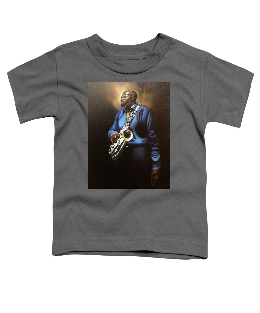 Sax Toddler T-Shirt featuring the painting Sax Man by Jerome White