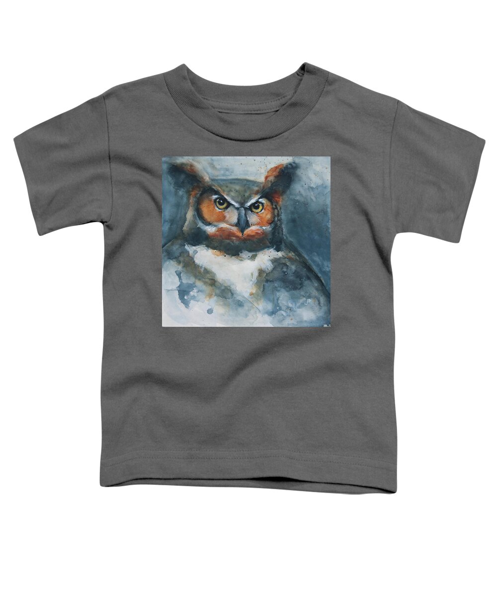 Owl Toddler T-Shirt featuring the painting Says Who? by Jani Freimann