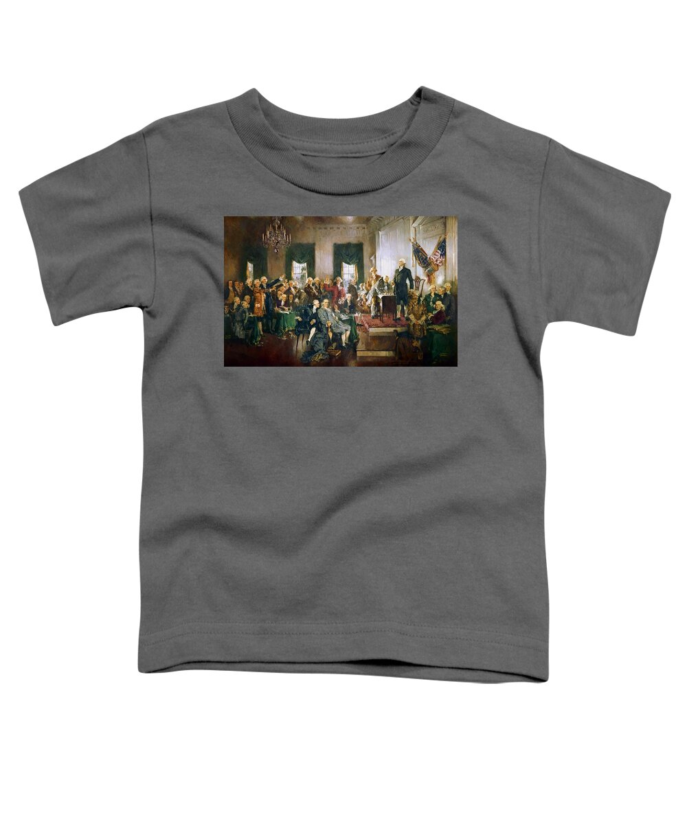 Scene At The Signing Of The Constitution Of The United States Is A Famous Oil-on-canvas Painting Toddler T-Shirt featuring the painting Scene at the Signing of the Constitution by Howard Chandler Christy