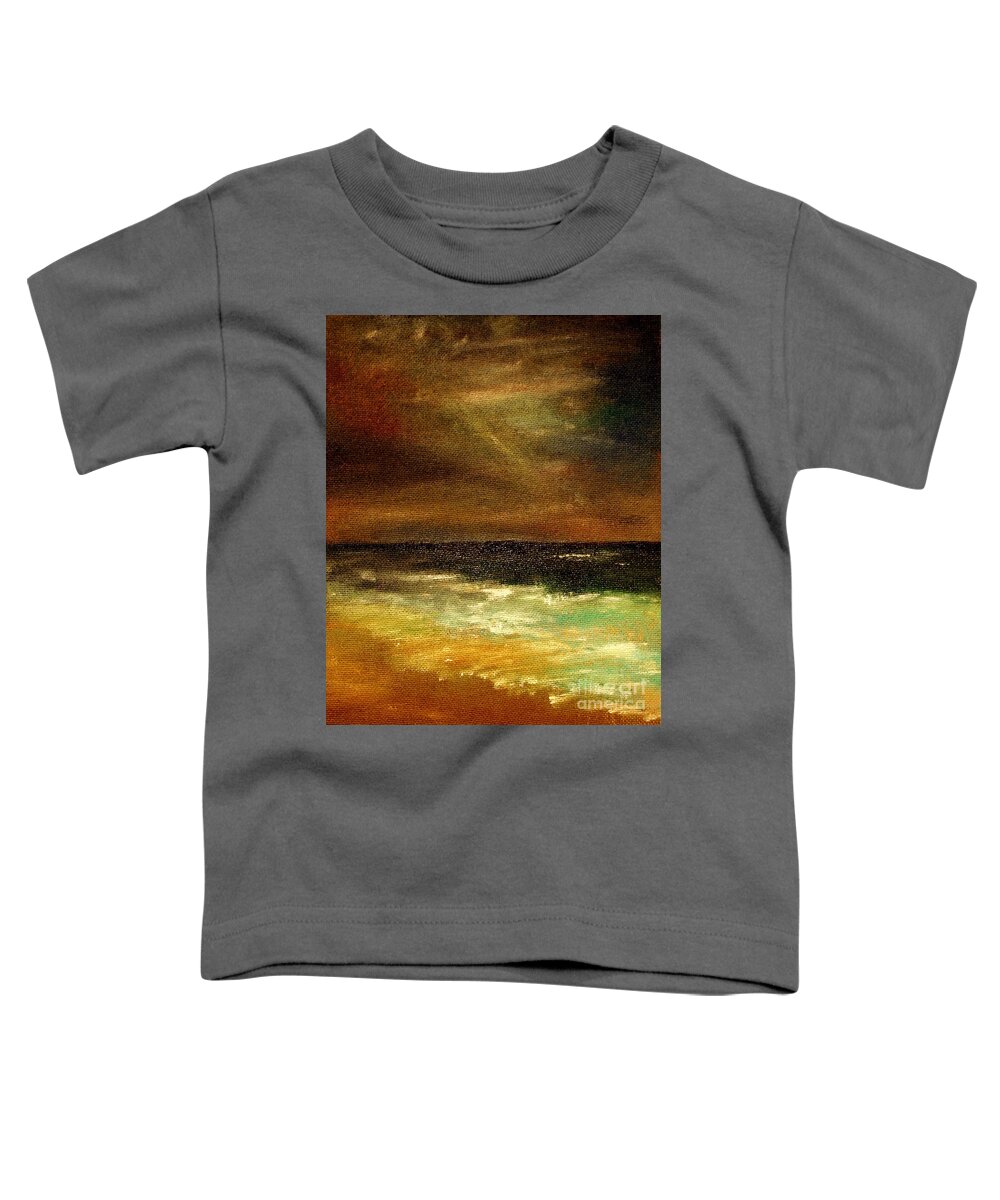 Landscape Toddler T-Shirt featuring the painting Sea side sunshine by Julie Lueders 