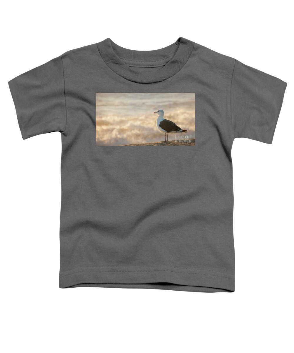 Beach Toddler T-Shirt featuring the photograph Seagull at Sunrise by Michael James