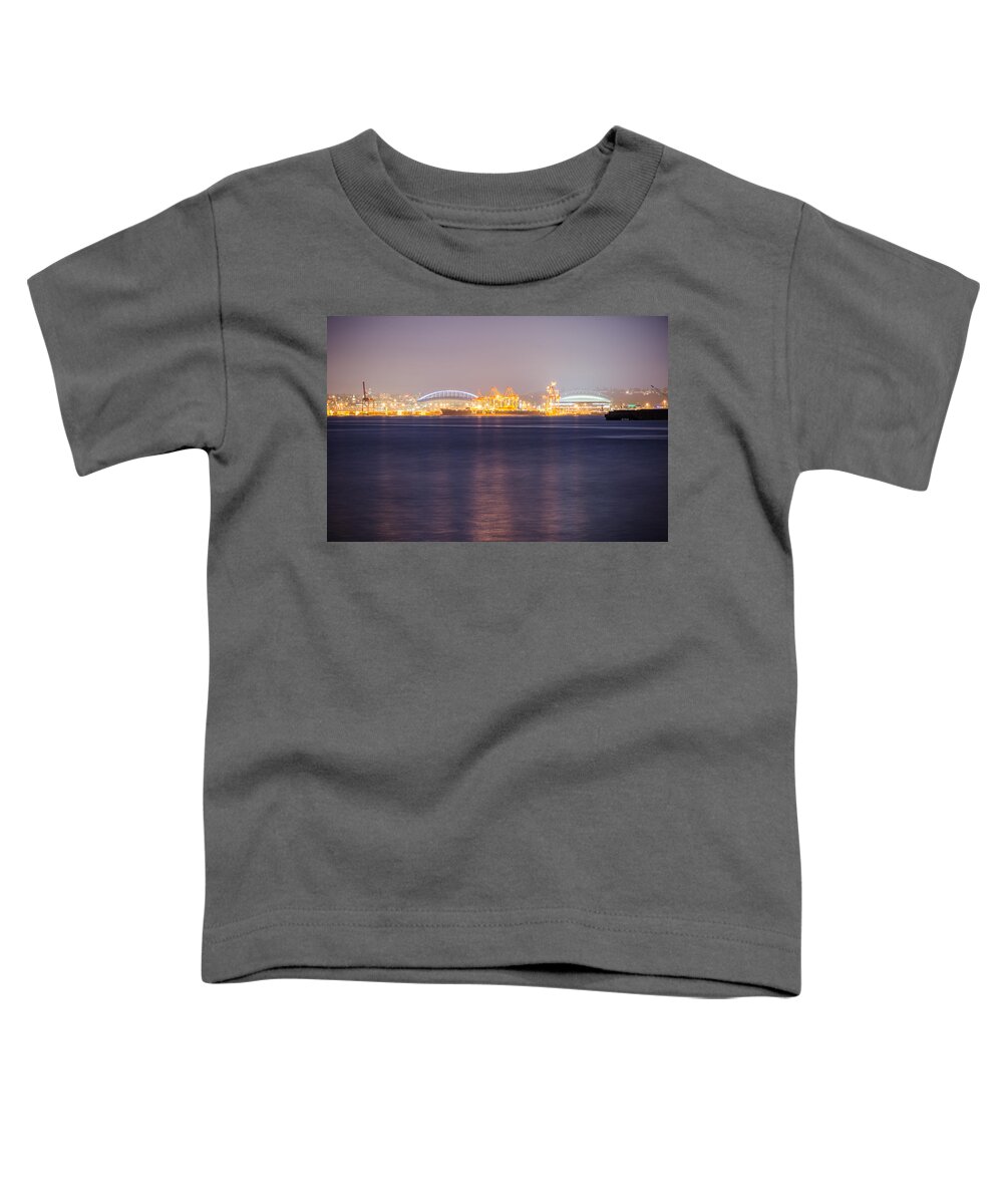 Night Toddler T-Shirt featuring the photograph Seahawks and Mariners Stadiums by Anthony Doudt