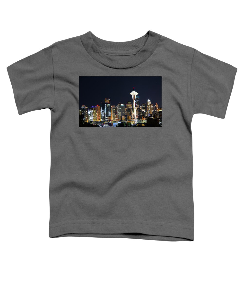 Seattle Toddler T-Shirt featuring the photograph Seattle Night Sky by Brian O'Kelly