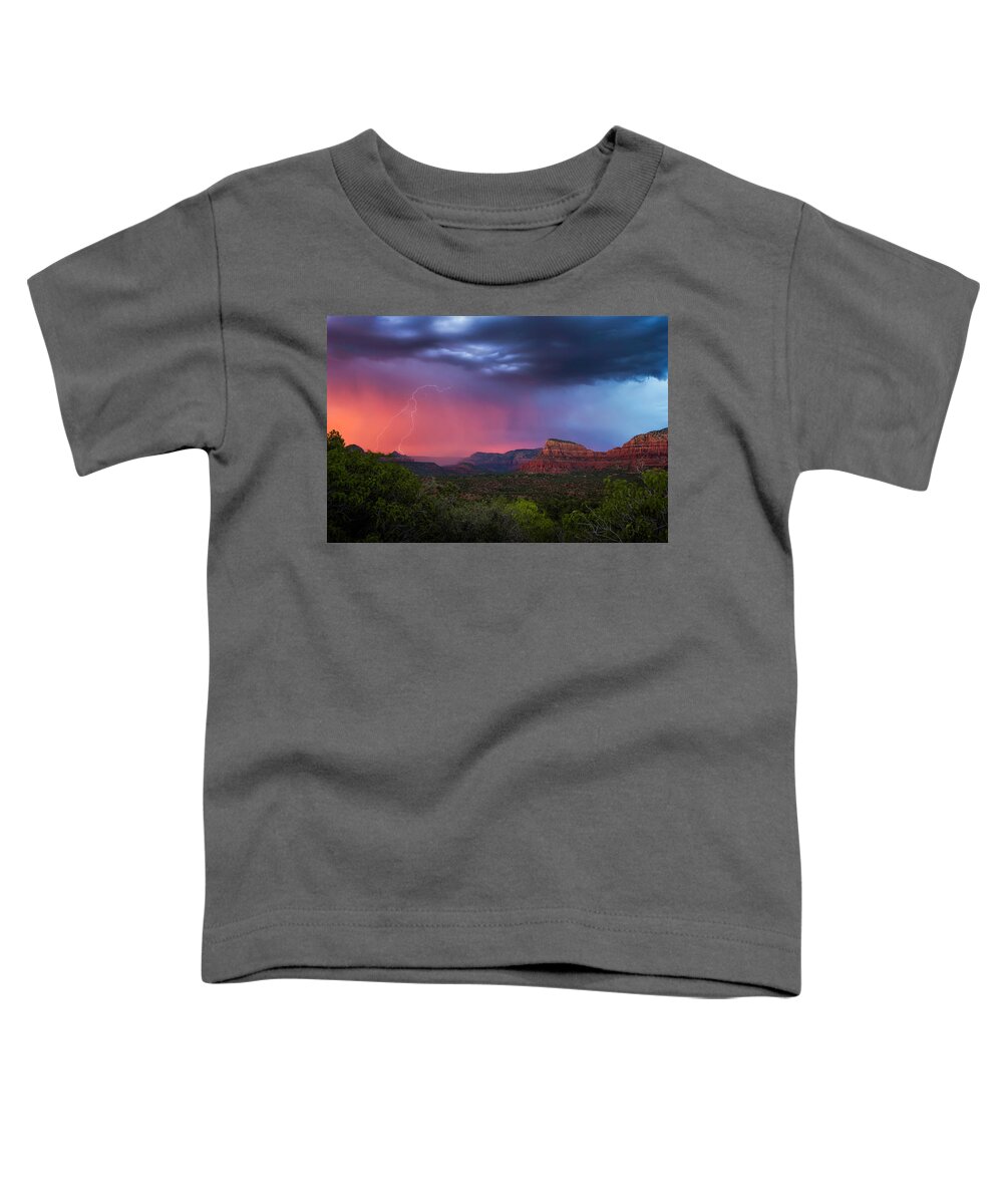 Landscape Toddler T-Shirt featuring the photograph Sedona Storm by Ron McGinnis