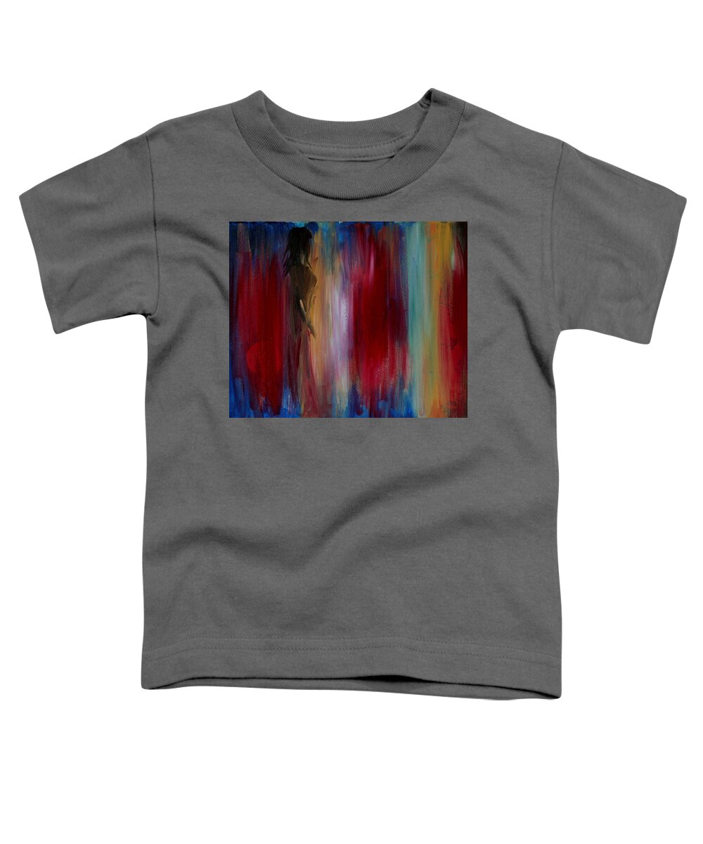 Woman Toddler T-Shirt featuring the painting Self Portrait-4 Colors of my World by Julie Lueders 