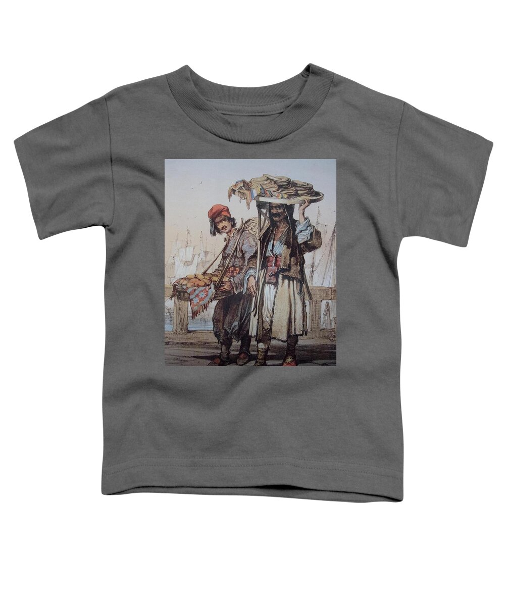 Amedeo Preziosi (İtalian Toddler T-Shirt featuring the painting Sellers in lstanbul by Amedeo Preziosi