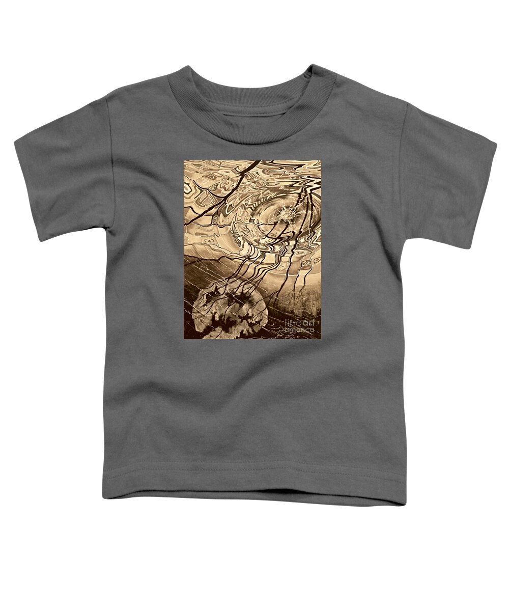 Water Toddler T-Shirt featuring the drawing Sepia Ripples by David Neace