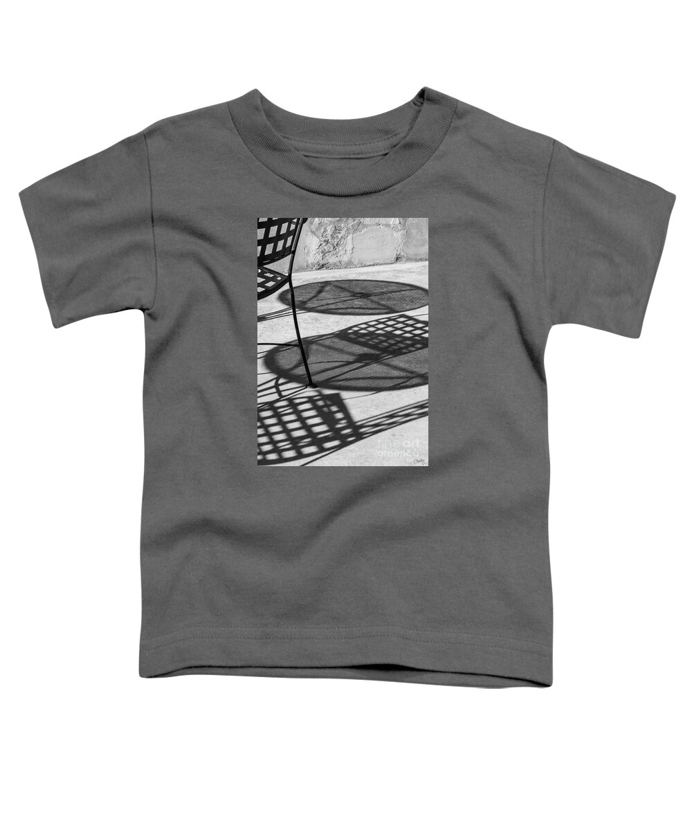 Shadows Toddler T-Shirt featuring the photograph Shadows Of Outdoor Cafe by Imagery by Charly