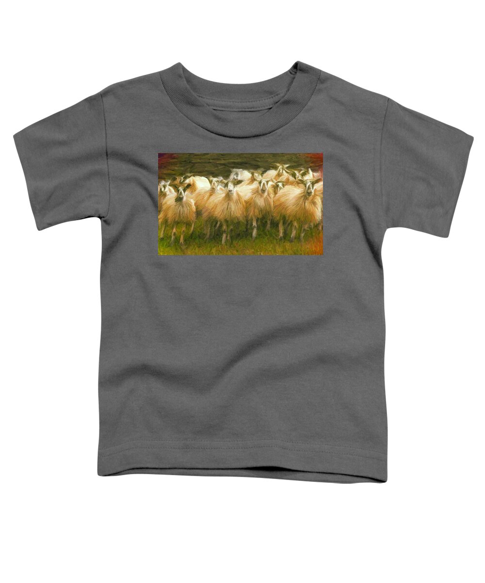 Sheep Toddler T-Shirt featuring the digital art Sheep at Hadrian's Wall by Caito Junqueira