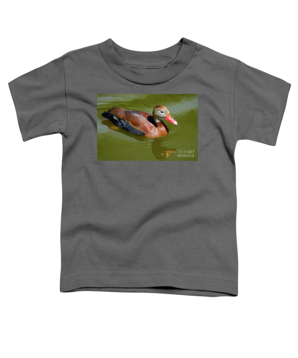 Shelduck Toddler T-Shirt featuring the photograph Shelduck in Pond - Painted by Kathleen K Parker