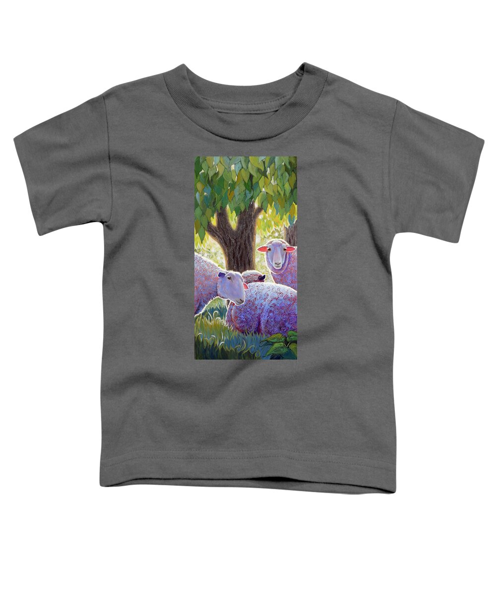 Sheep Toddler T-Shirt featuring the painting Shining Sheep by Ande Hall