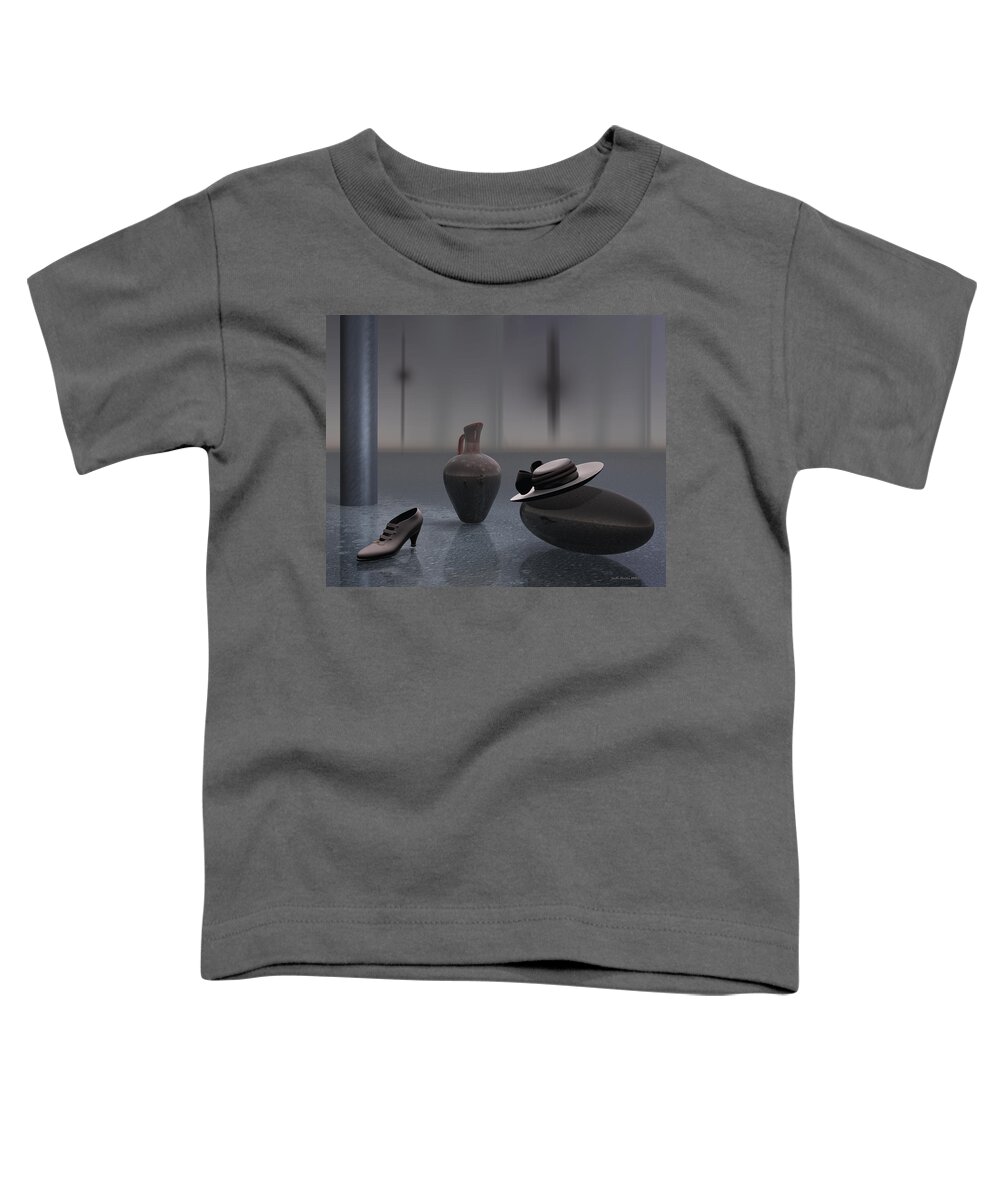 Surreal Toddler T-Shirt featuring the digital art Shoe and Hat in Gray by Judi Suni Hall