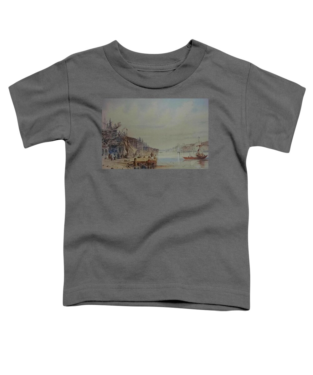 Amedeo Preziosi 1816-1882 (shore) Toddler T-Shirt featuring the painting Shore by Amedeo Preziosi
