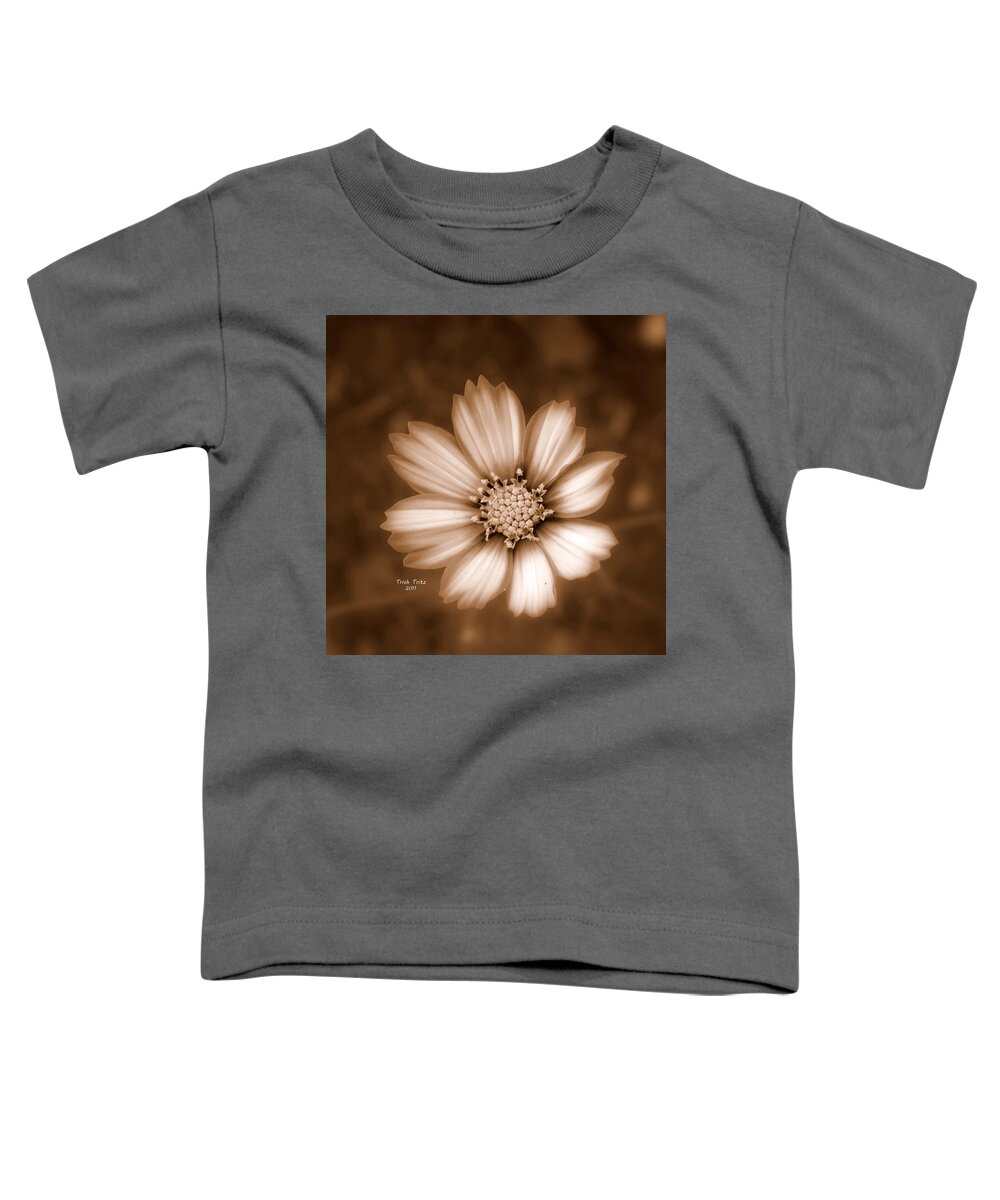 Sepia Toddler T-Shirt featuring the photograph Silent Petals by Trish Tritz