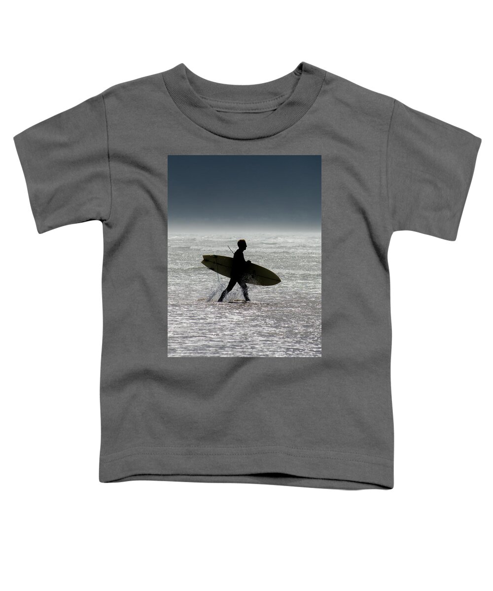 Surfing Toddler T-Shirt featuring the photograph Silhouette Surfer at Beach by Andreas Berthold