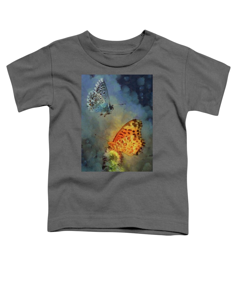 Butterflies Toddler T-Shirt featuring the digital art Silver And Gold by Theresa Campbell