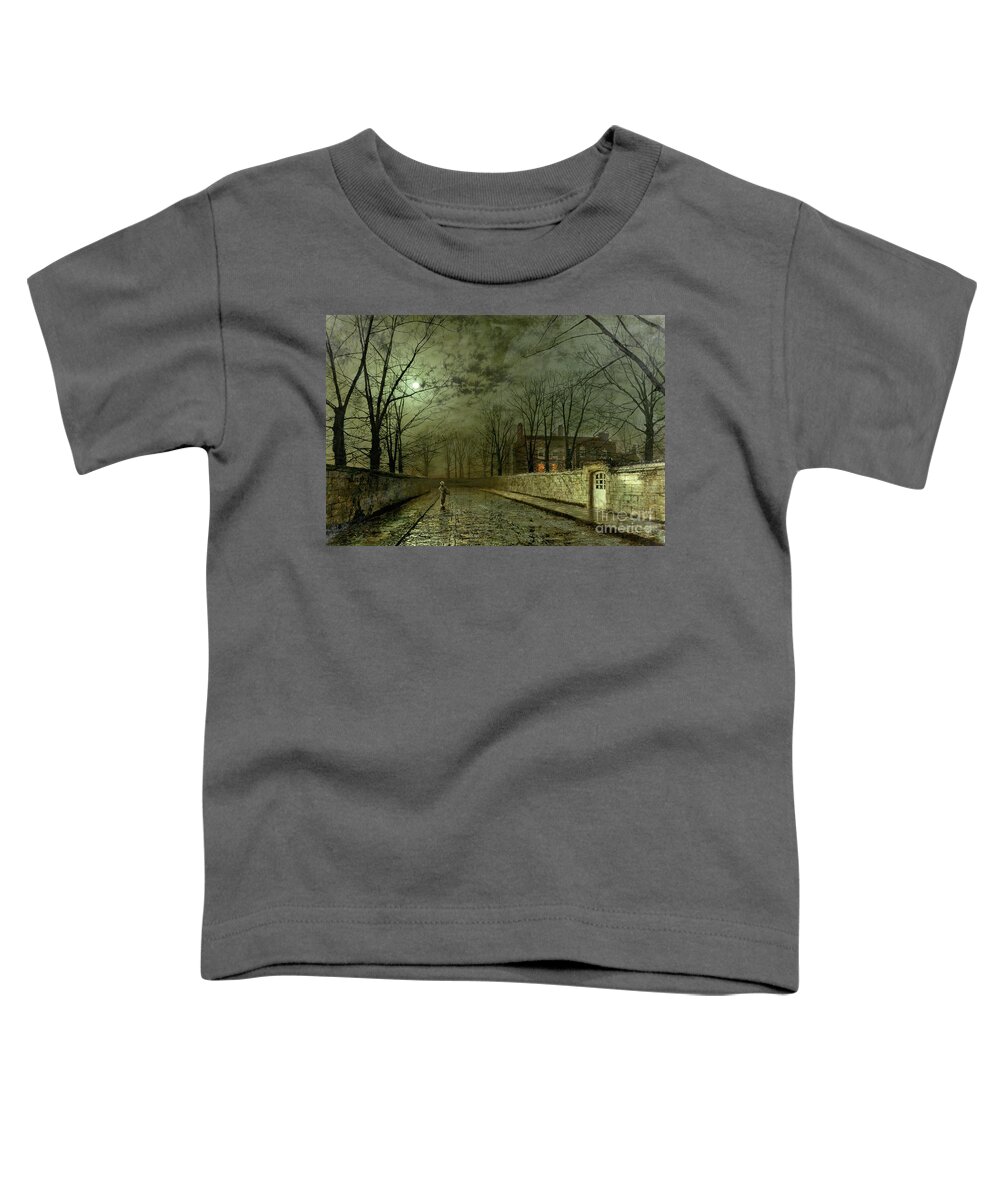 #faatoppicks Toddler T-Shirt featuring the painting Silver Moonlight by John Atkinson Grimshaw
