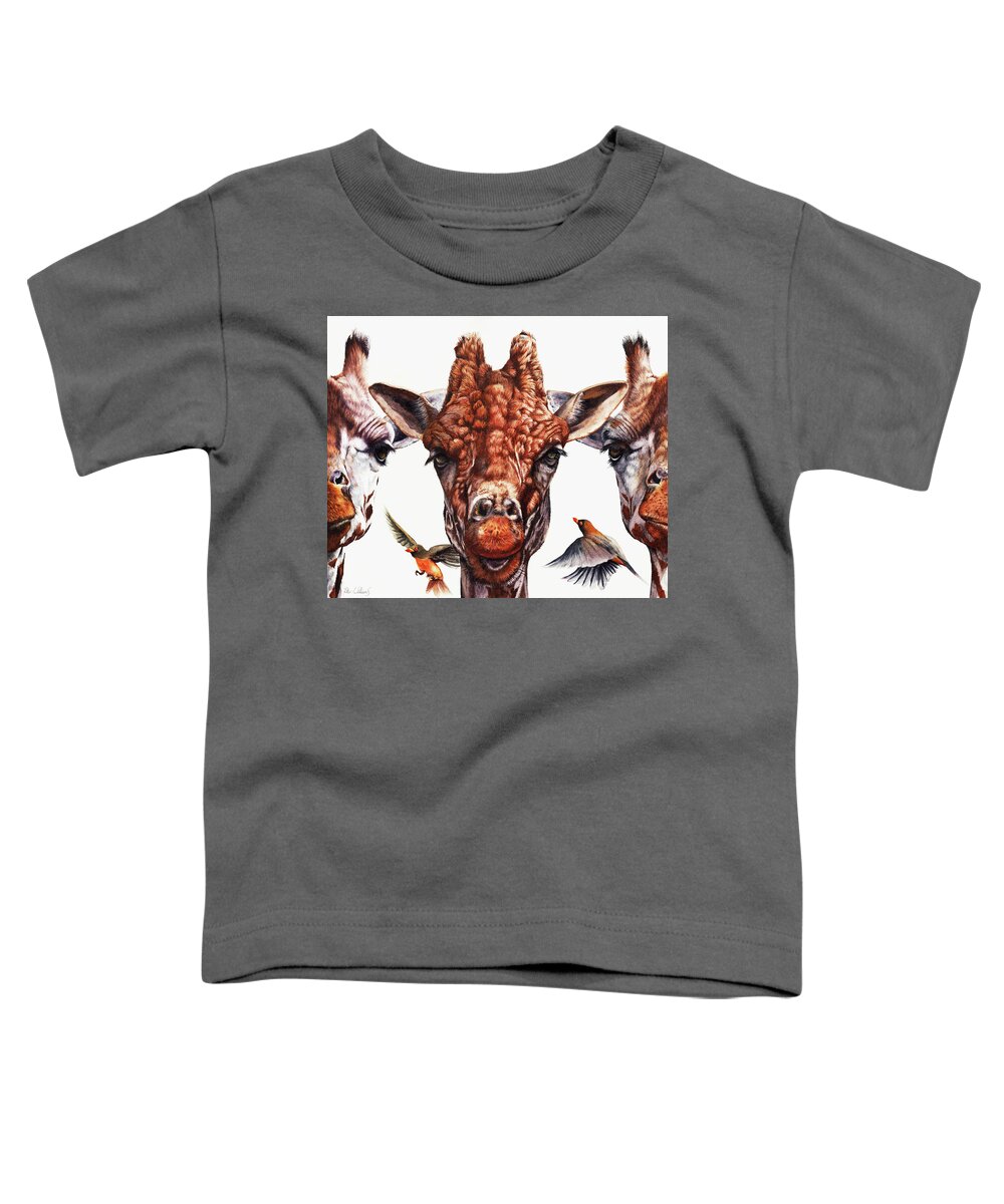Giraffe Toddler T-Shirt featuring the painting Simple Minds by Peter Williams