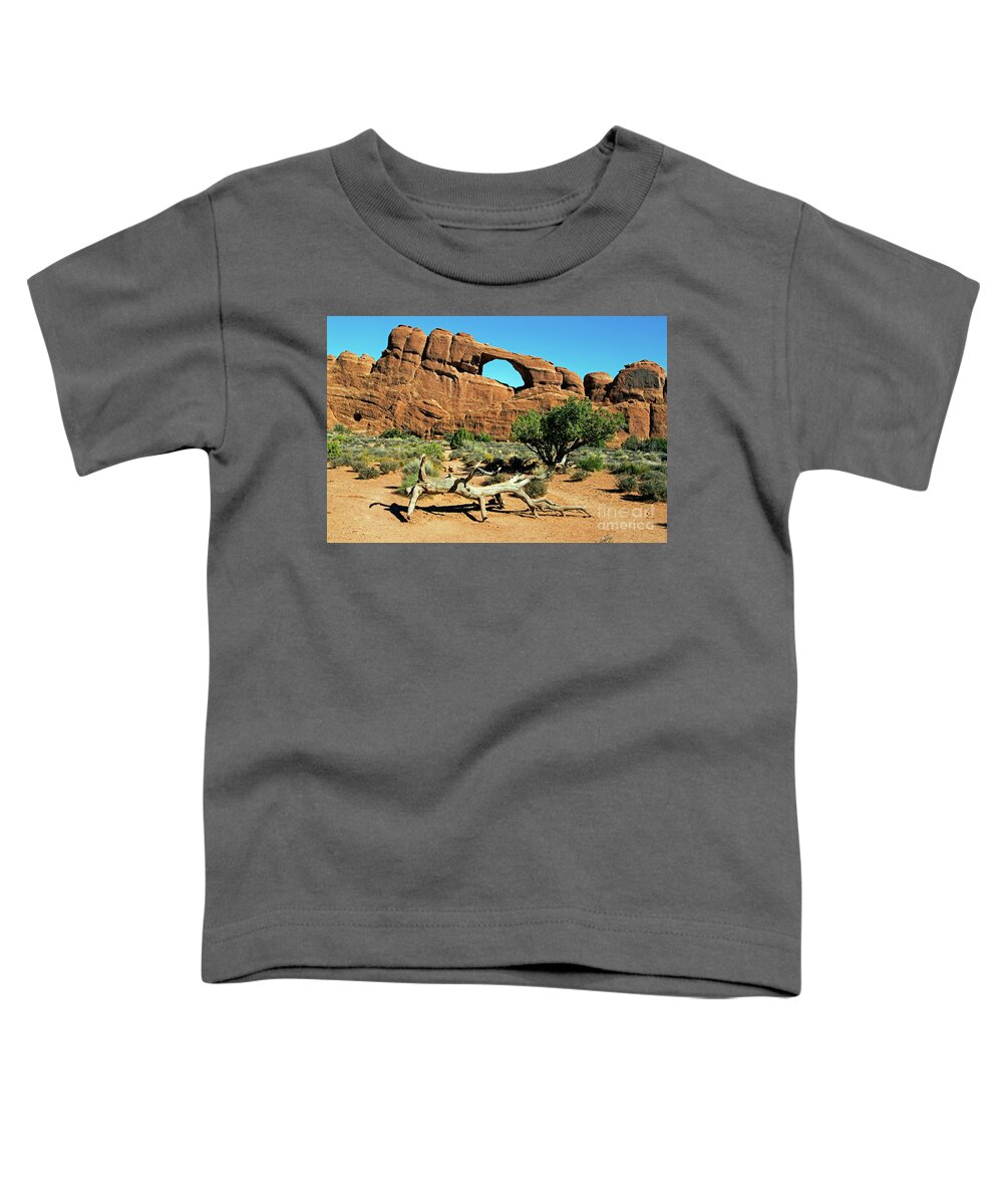 Arches National Park Toddler T-Shirt featuring the photograph Skyline Arch by Fred Stearns
