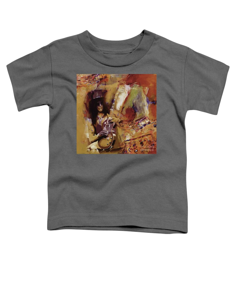 Slash Toddler T-Shirt featuring the painting Slash guitarist 1 by Gull G