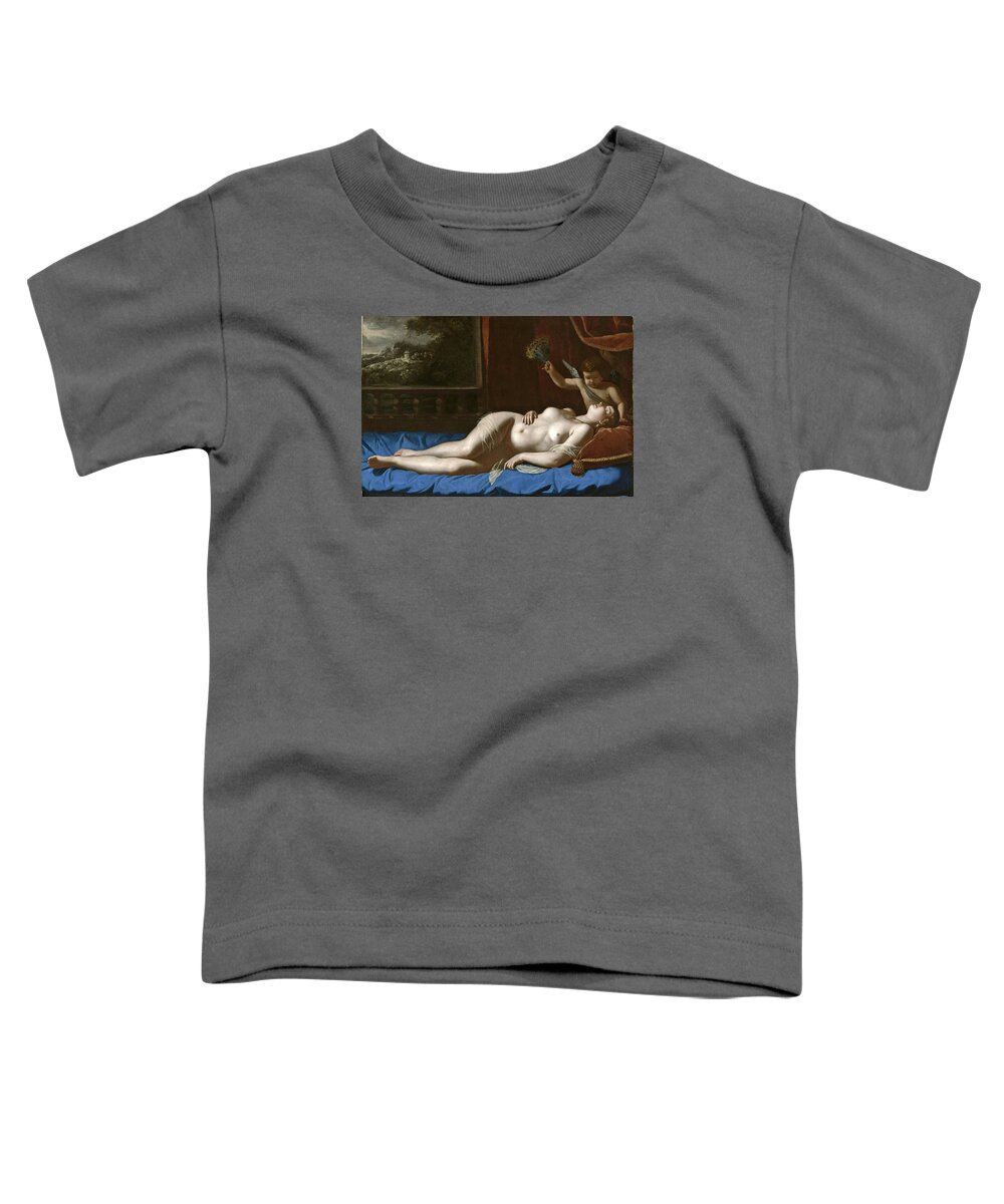 Artemisia Gentileschi Toddler T-Shirt featuring the painting Sleeping Venus by Artemisia Gentileschi