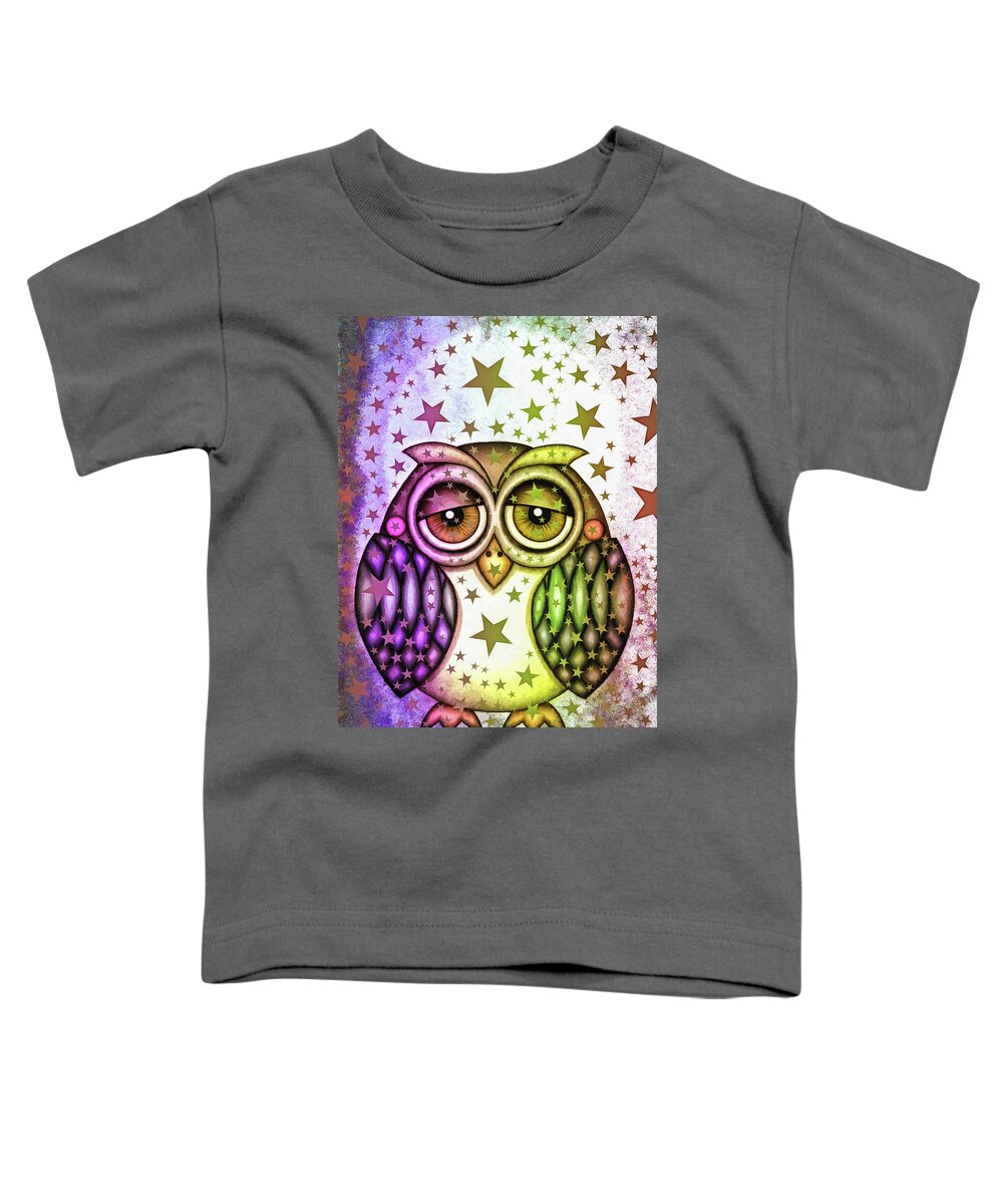 Owl Toddler T-Shirt featuring the photograph Sleepy owl with stars by Matthias Hauser