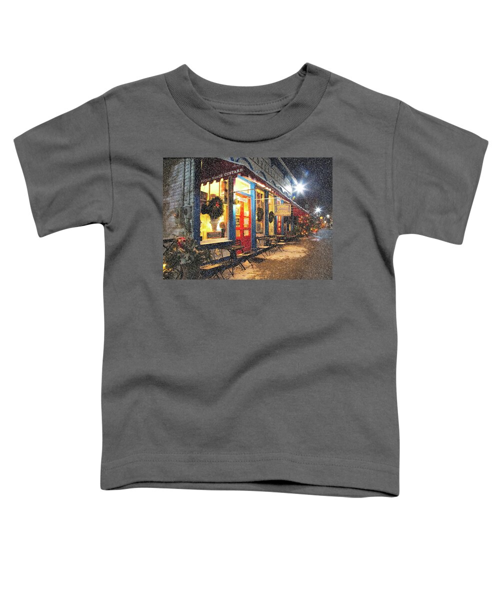 Chagrin Falls Toddler T-Shirt featuring the photograph Small Town On A Winters Night by Jackie Sajewski