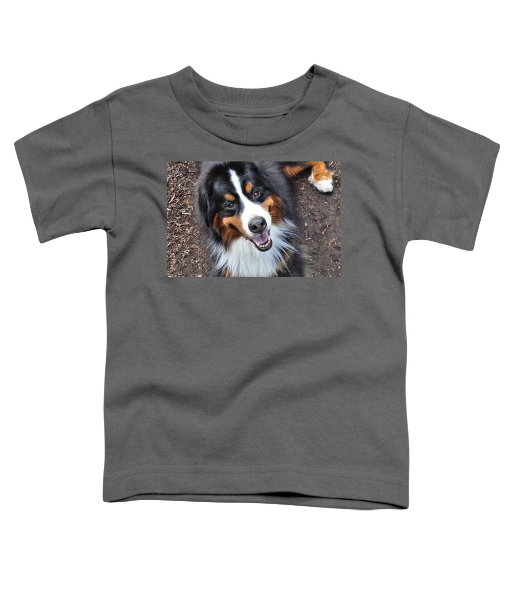 Outside Toddler T-Shirt featuring the photograph Smiling Bernese Mountain Dog by Pelo Blanco Photo