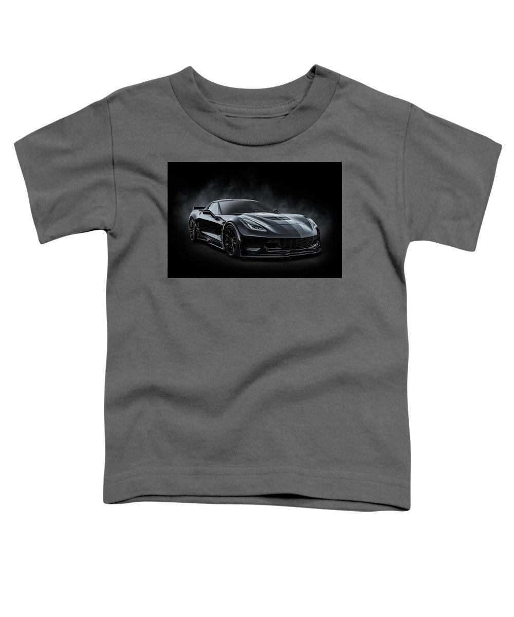 Corvette Toddler T-Shirt featuring the digital art Black Z06 Corvette by Douglas Pittman