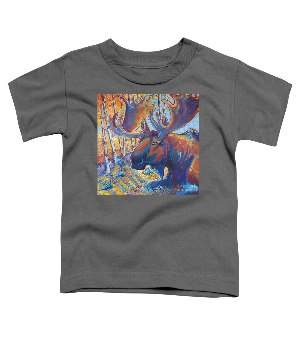 Moose Toddler T-Shirt featuring the painting Snooze in the Aspens by Jenn Cunningham