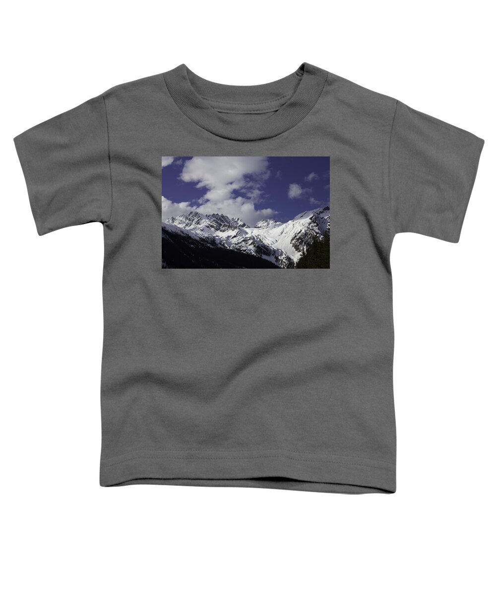 Landscape Toddler T-Shirt featuring the photograph Snow Covered Mountains by Donna L Munro