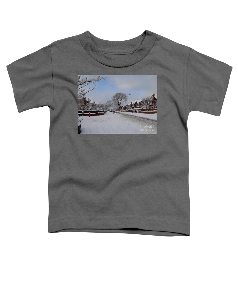 Snow Scene Toddler T-Shirt featuring the photograph Snow Down Our Road by Joan-Violet Stretch