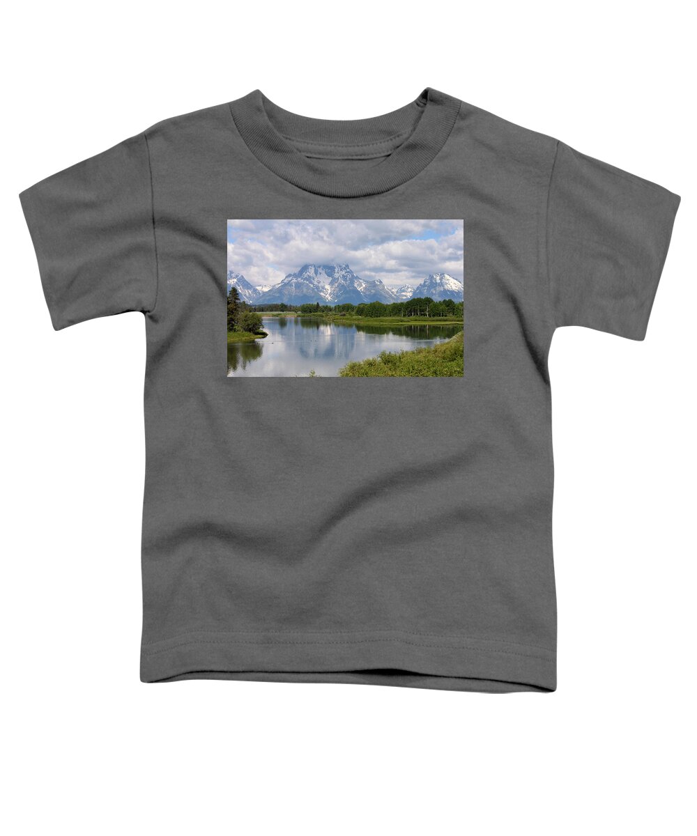 Teton Mountains Toddler T-Shirt featuring the photograph Snow in July by John Moyer