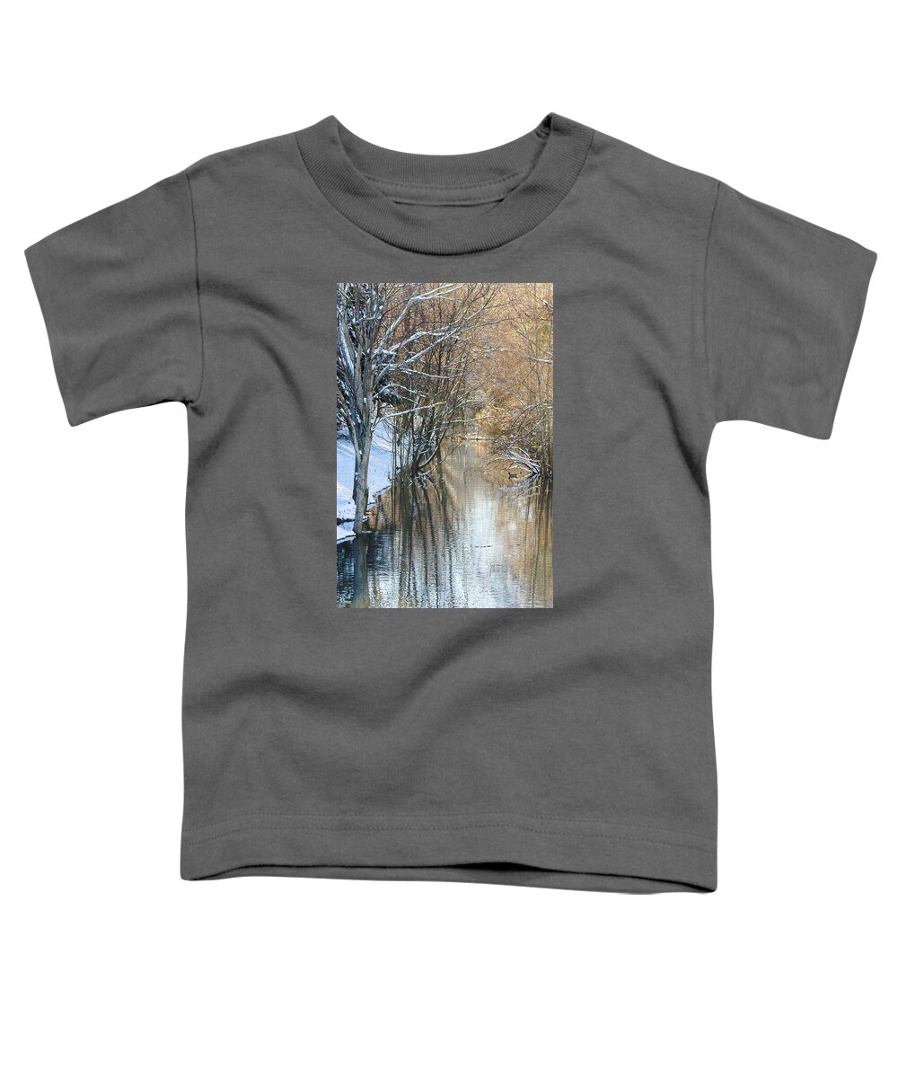 Reflections Toddler T-Shirt featuring the photograph Snow in the Channel by Joni Eskridge