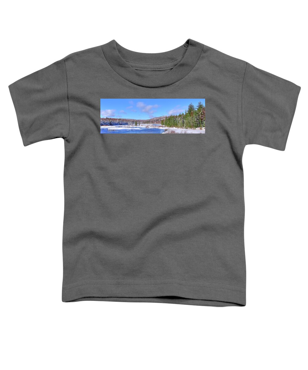 Landscapes Toddler T-Shirt featuring the photograph Snowy Moose River Panorama by David Patterson