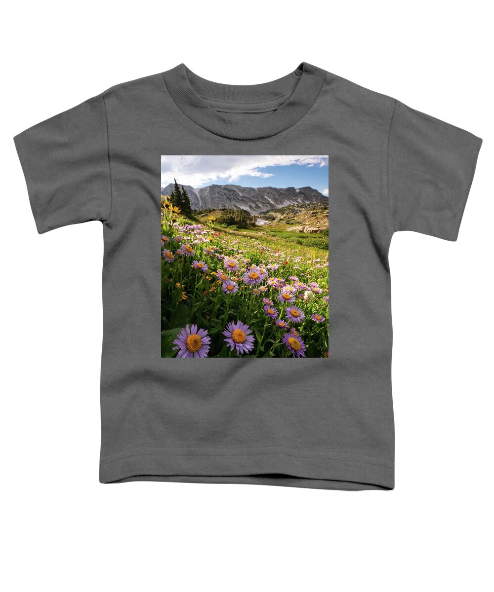Snowy Range Toddler T-Shirt featuring the photograph Snowy Range Flowers by Emily Dickey