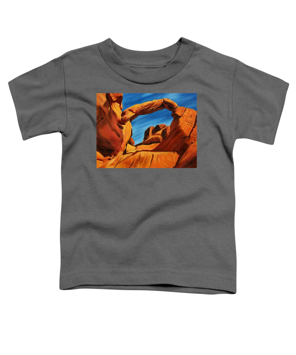 Red Rocks Toddler T-Shirt featuring the painting Solitude and the Cobalt Sky by Sandi Snead